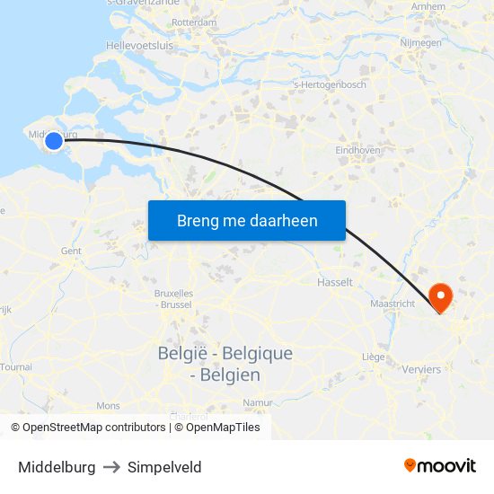 Middelburg to Simpelveld map