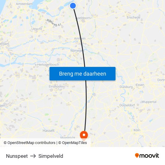 Nunspeet to Simpelveld map