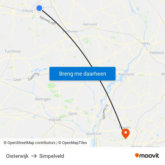 Oisterwijk to Simpelveld map