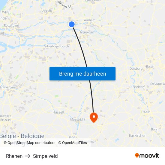 Rhenen to Simpelveld map