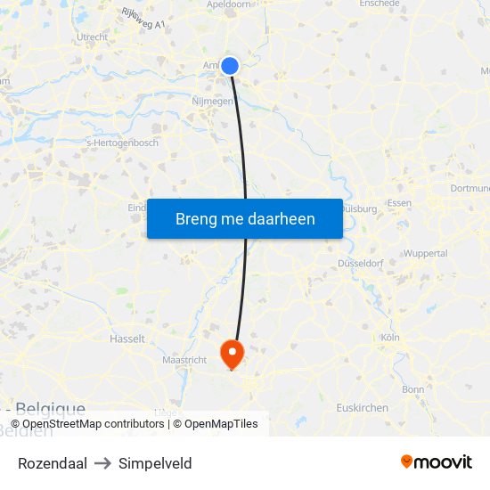 Rozendaal to Simpelveld map