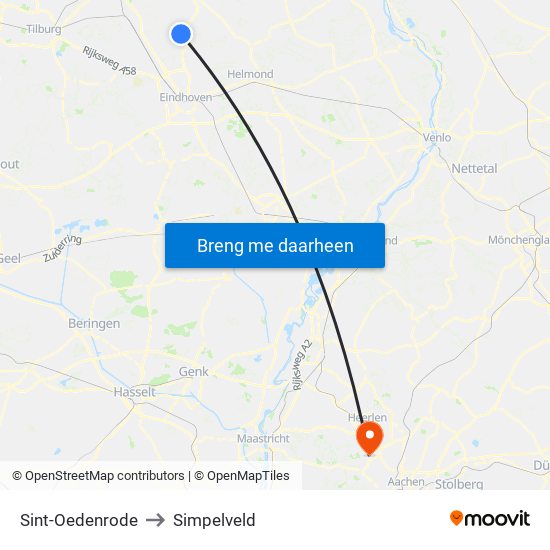 Sint-Oedenrode to Simpelveld map