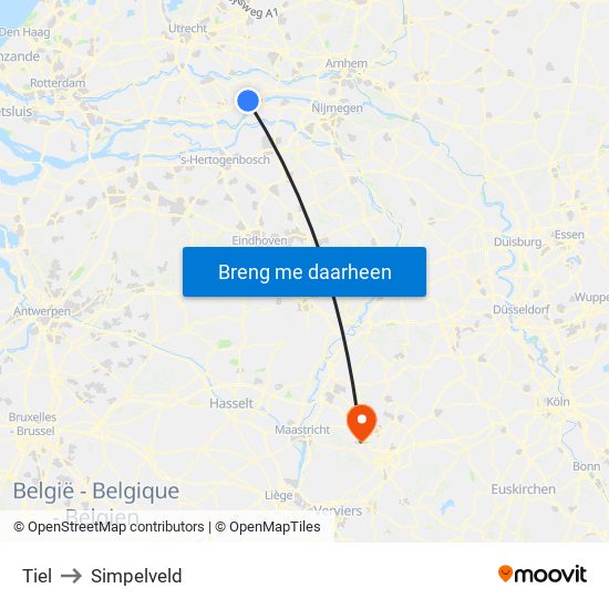 Tiel to Simpelveld map