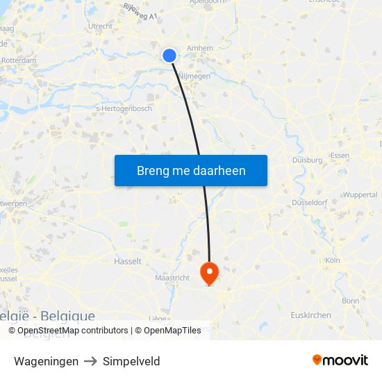 Wageningen to Simpelveld map