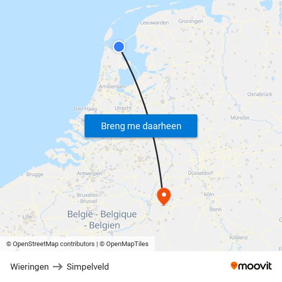 Wieringen to Simpelveld map
