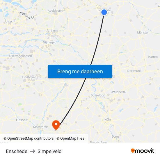 Enschede to Simpelveld map