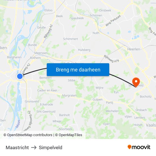 Maastricht to Simpelveld map