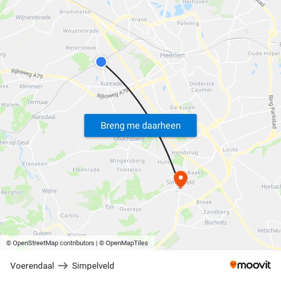 Voerendaal to Simpelveld map