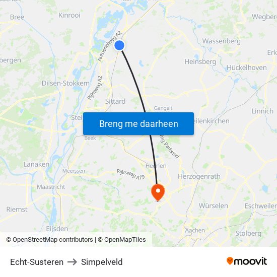 Echt-Susteren to Simpelveld map