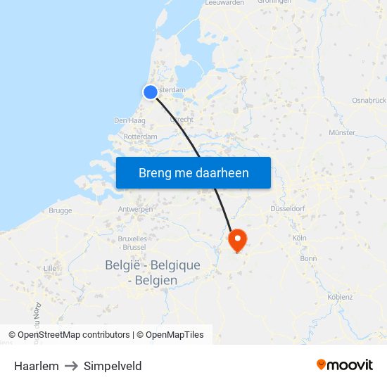 Haarlem to Simpelveld map