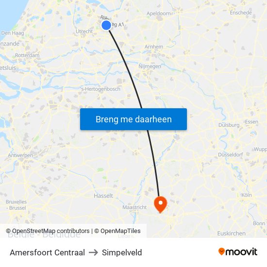 Amersfoort Centraal to Simpelveld map