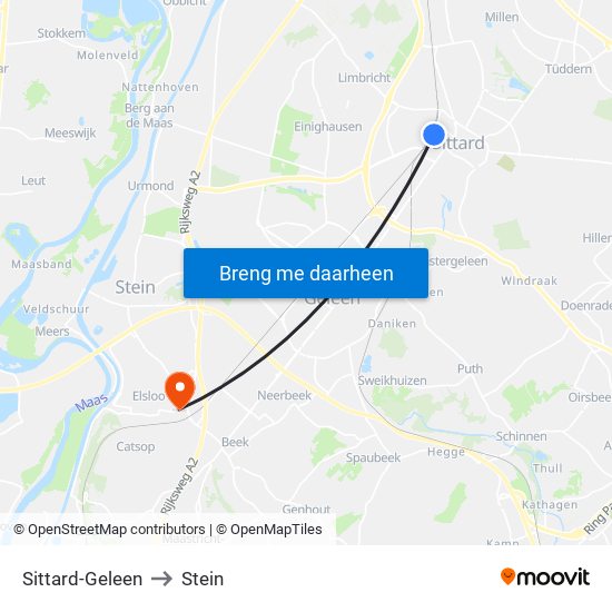 Sittard-Geleen to Stein map
