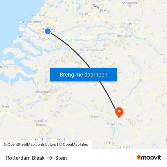 Rotterdam Blaak to Stein map
