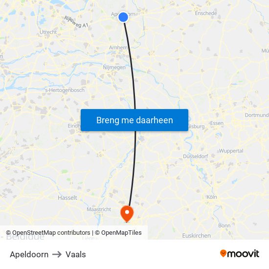 Apeldoorn to Vaals map