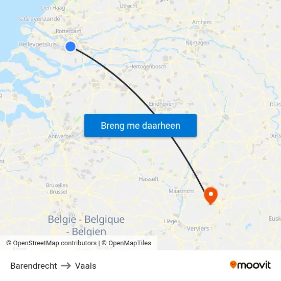Barendrecht to Vaals map