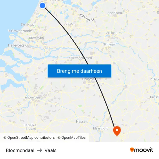 Bloemendaal to Vaals map