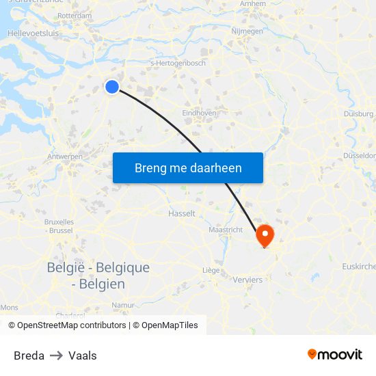 Breda to Vaals map
