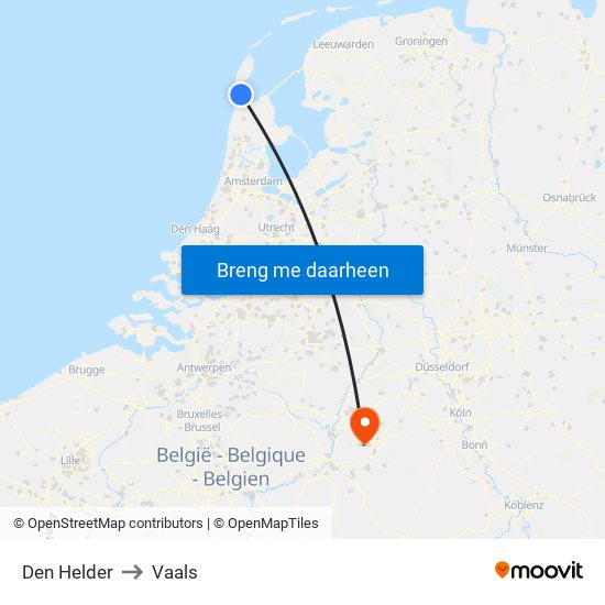 Den Helder to Vaals map