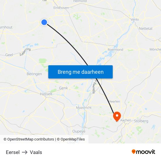 Eersel to Vaals map