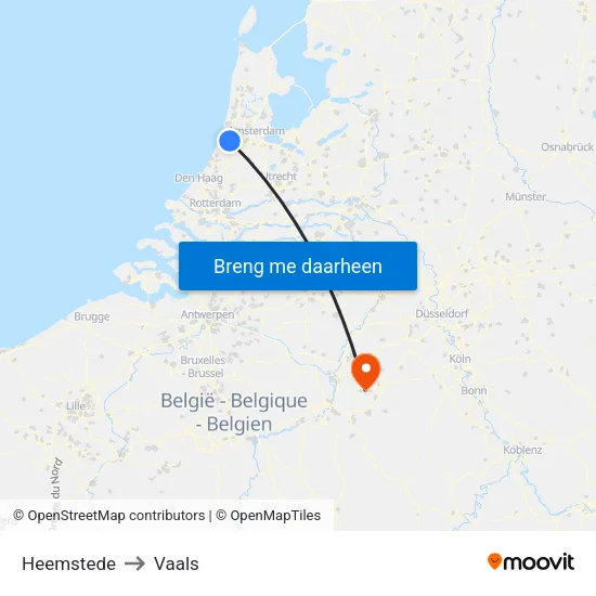 Heemstede to Vaals map