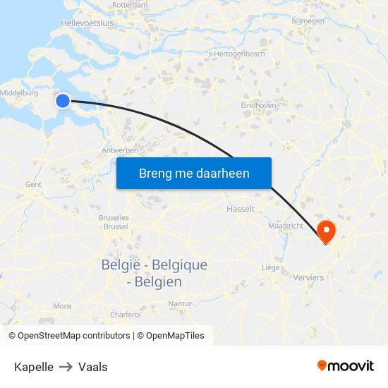 Kapelle to Vaals map