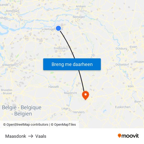 Maasdonk to Vaals map
