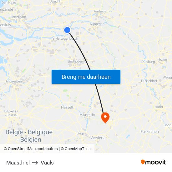 Maasdriel to Vaals map