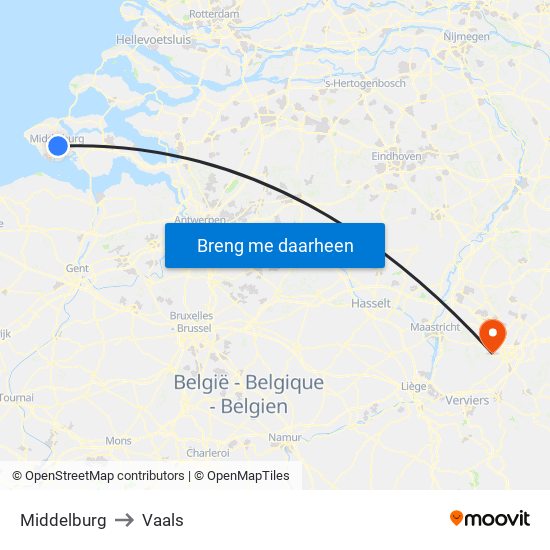 Middelburg to Vaals map