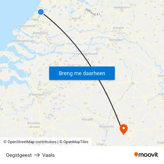 Oegstgeest to Vaals map