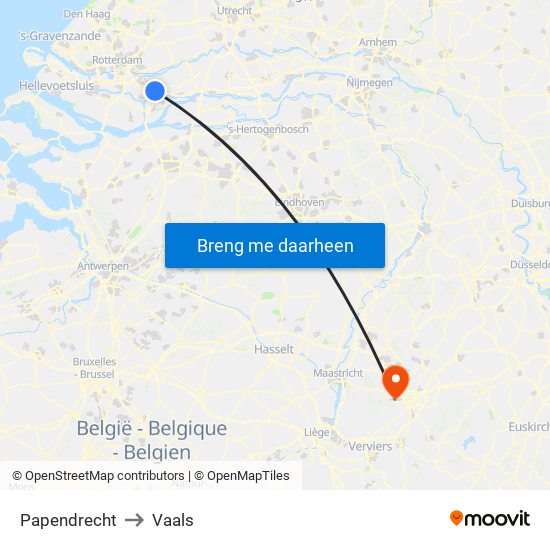 Papendrecht to Vaals map
