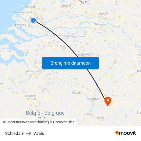 Schiedam to Vaals map