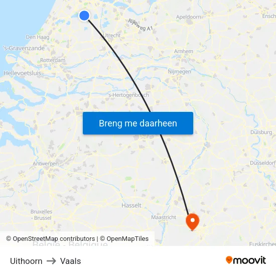 Uithoorn to Vaals map