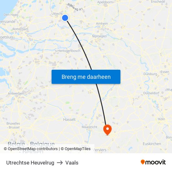Utrechtse Heuvelrug to Vaals map