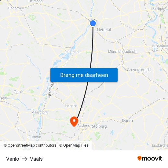 Venlo to Vaals map