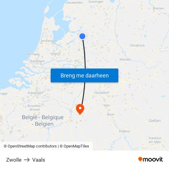 Zwolle to Vaals map