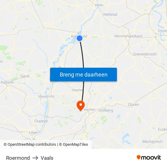 Roermond to Vaals map