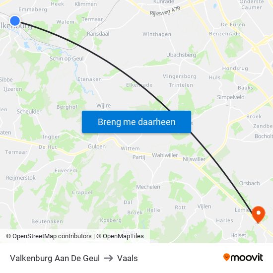Valkenburg Aan De Geul to Vaals map