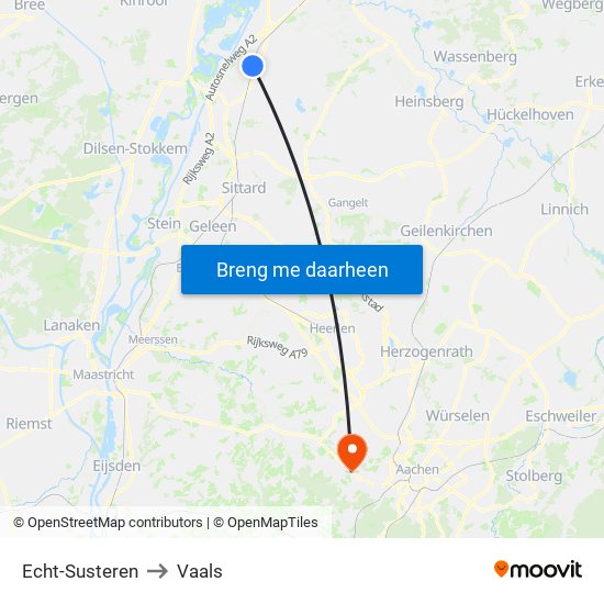 Echt-Susteren to Vaals map