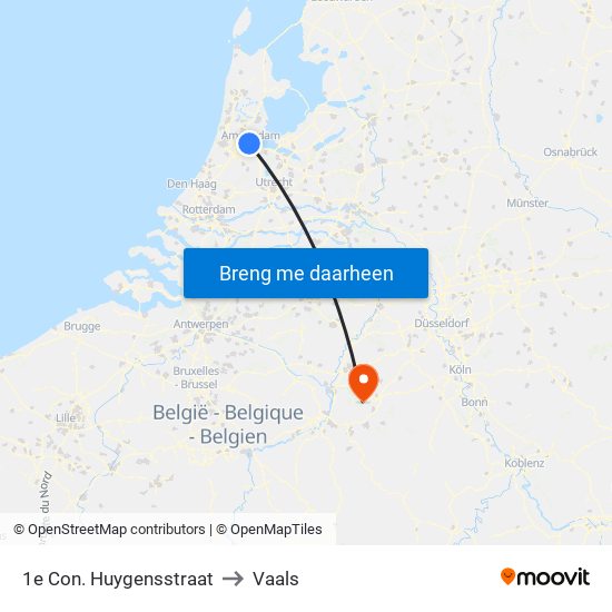 1e Con. Huygensstraat to Vaals map