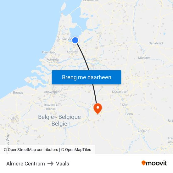 Almere Centrum to Vaals map
