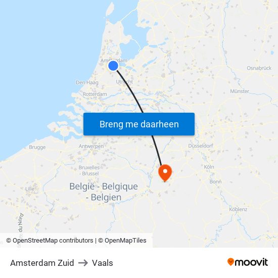 Amsterdam Zuid to Vaals map