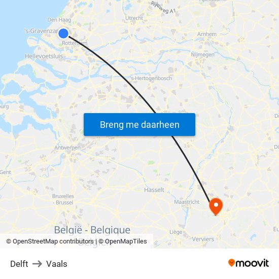 Delft to Vaals map