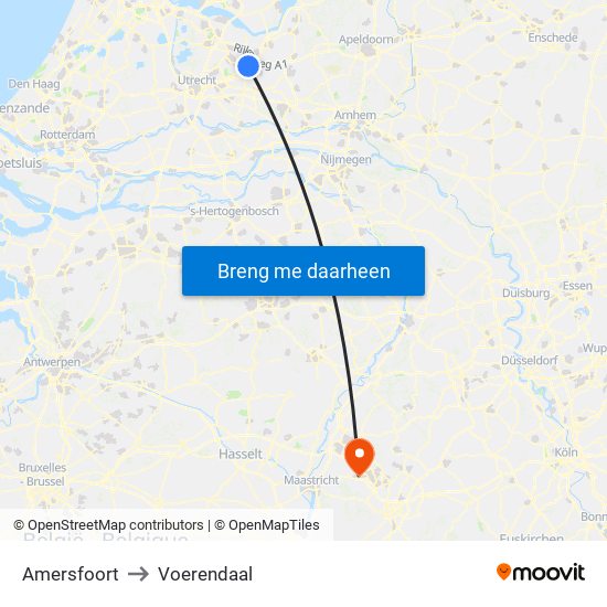 Amersfoort to Voerendaal map