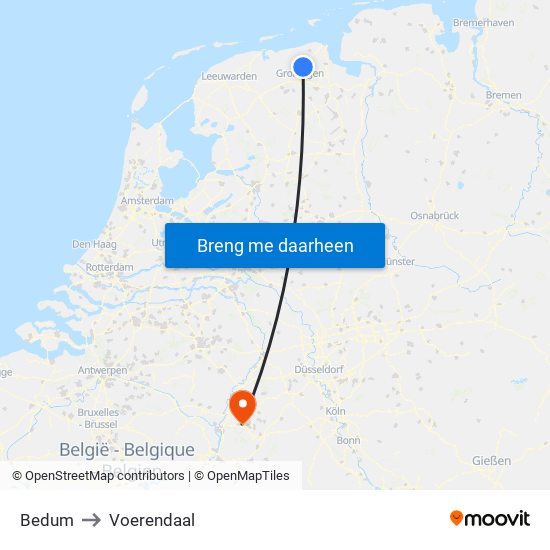 Bedum to Voerendaal map