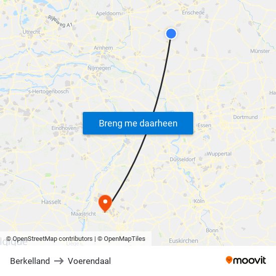 Berkelland to Voerendaal map