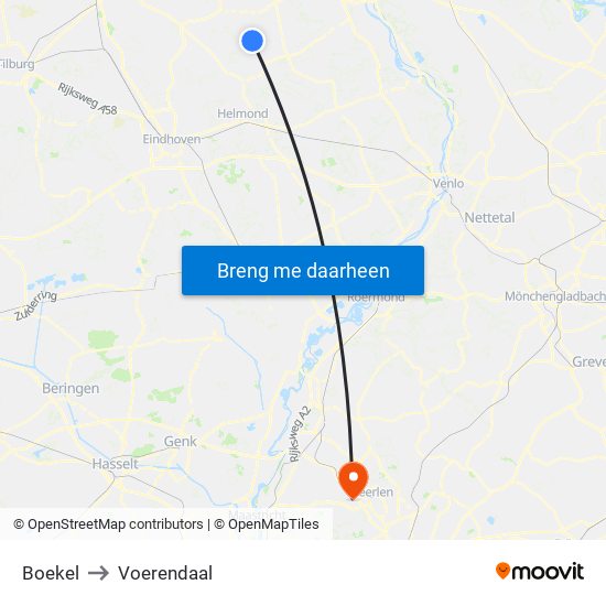 Boekel to Voerendaal map