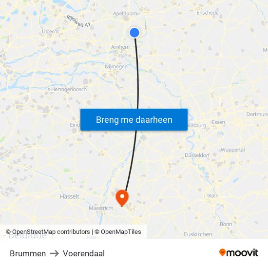 Brummen to Voerendaal map