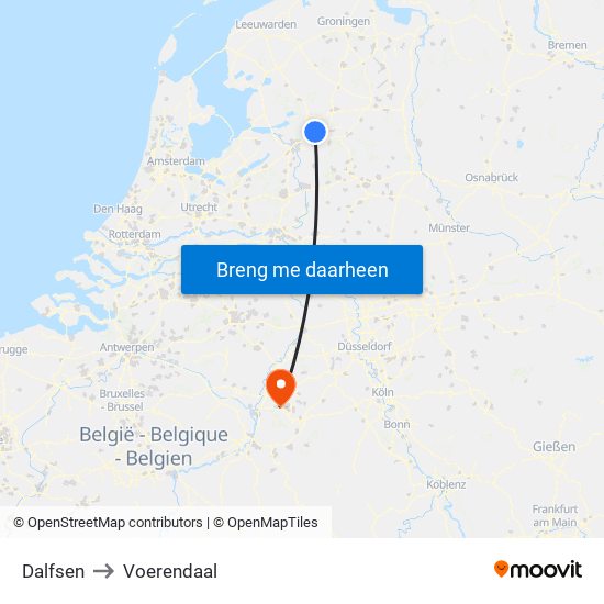 Dalfsen to Voerendaal map