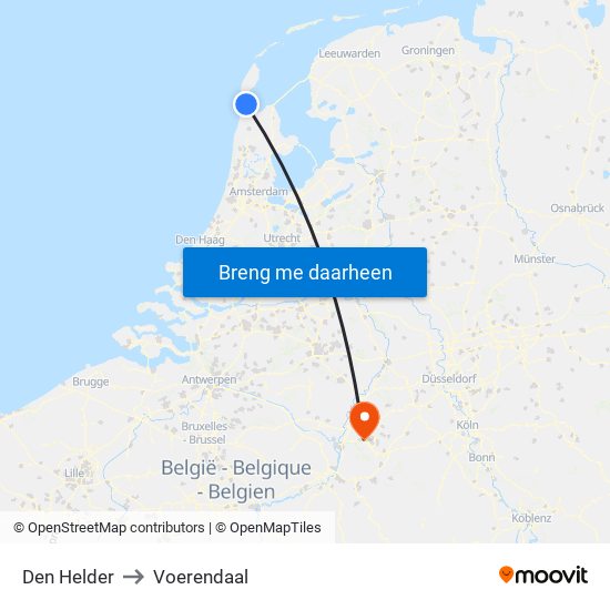 Den Helder to Voerendaal map