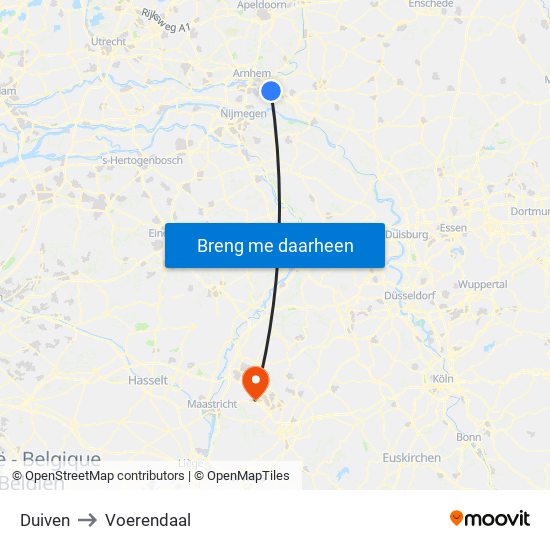 Duiven to Voerendaal map